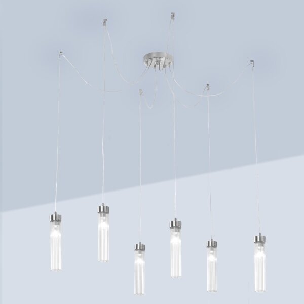 Lustră pe cablu Kolarz 6009.30650 RAGGIO 6xE14/25W/230V argintie
