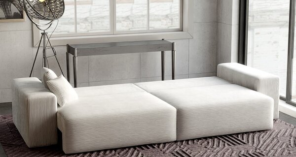 Canapea extensibilă dumonde cu ladă de depozitare Marbela Zoom Cream XXL 295x120 cm