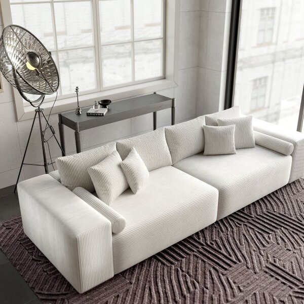 Canapea extensibilă dumonde cu ladă de depozitare Marbela Zoom Cream XXL 295x120 cm