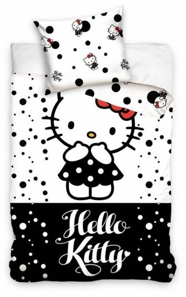 Lenjerie de pat Hello Kitty (albă/neagră)
