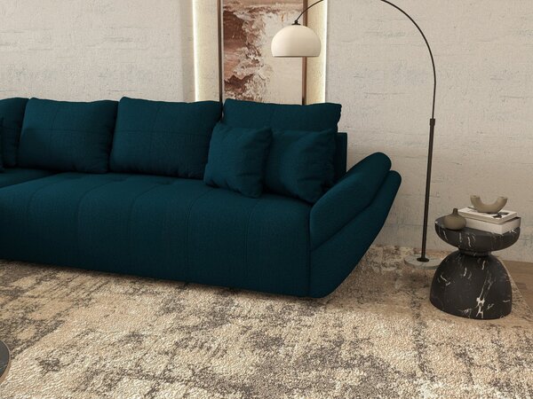 Colțar extensibil dumonde cu ladă de depozitare si sezut confortabil din spuma high-density, Berlin XL Enjoy Petrol 350x185 cm