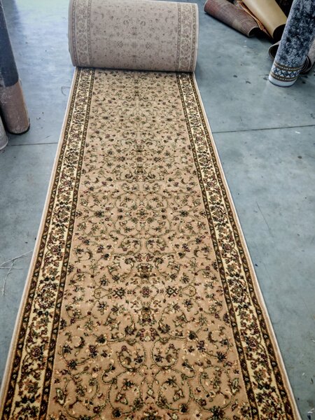 Traversa Hol, Model Clasic 1555 110, Festonata, Latime 100 cm, Crem Bej 100 x 200