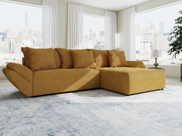 Colțar extensibil dumonde cu ladă de depozitare Berlin Zoom Mustar 280x185 cm II