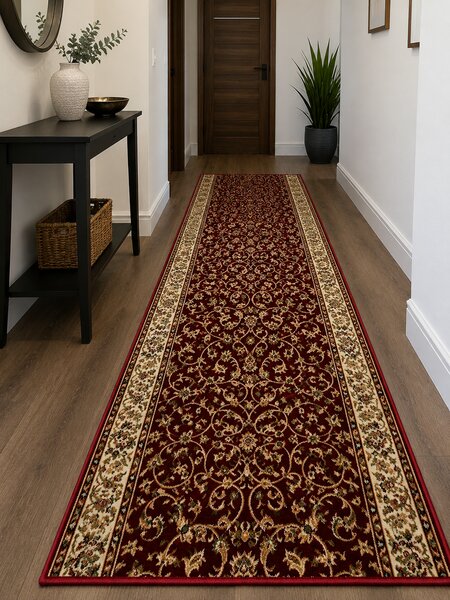 Traversa Hol, Model Clasic 1555 210, Festonata Latime 60 cm, Rosu 60 x 800