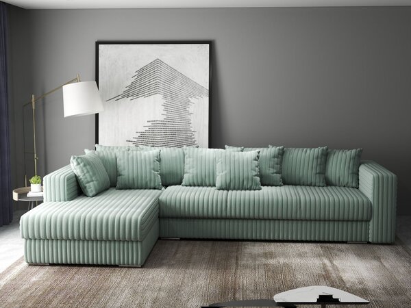 Colțar extensibil dumonde cu ladă de depozitare Gloria Ambience Mint 320x183 cm