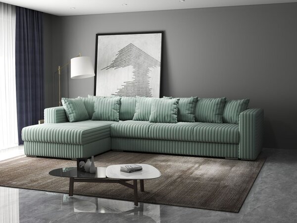 Colțar extensibil dumonde cu ladă de depozitare Gloria Ambience Mint 320x183 cm
