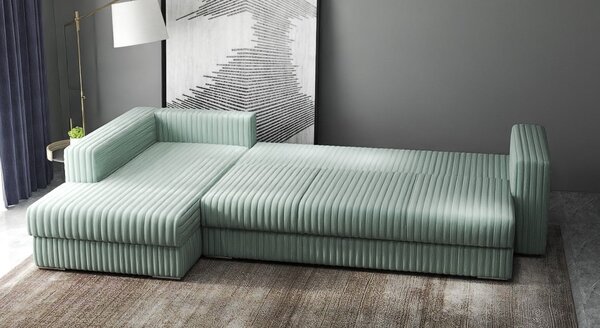 Colțar extensibil dumonde cu ladă de depozitare Gloria Ambience Mint 320x183 cm