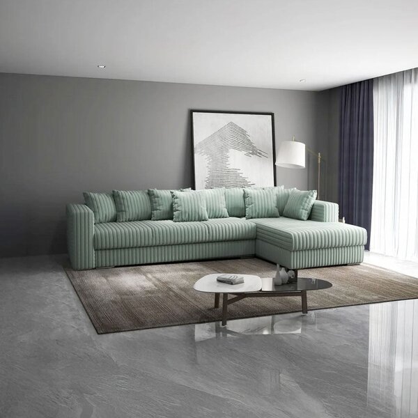 Colțar extensibil dumonde cu ladă de depozitare Gloria Ambience Mint II 320x183 cm