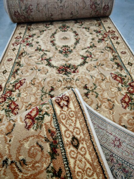 Traversa Hol, Model Clasic 15002 110, Festonata Latime 120 cm, Crem Bej 120 x 300