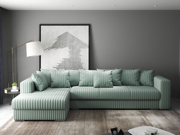 Colțar extensibil dumonde cu ladă de depozitare Gloria Ambience Mint 320x183 cm
