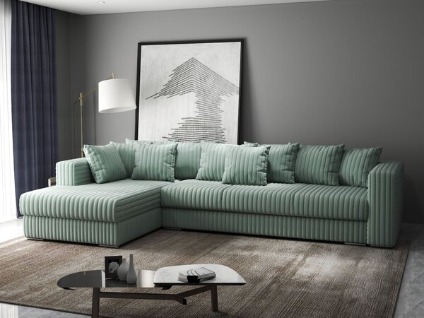 Colțar extensibil dumonde cu ladă de depozitare Gloria Ambience Mint 320x183 cm