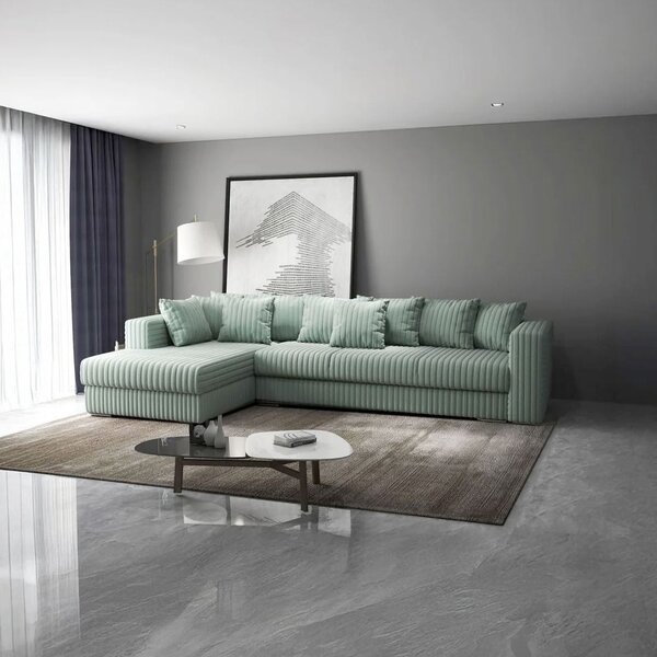 Colțar extensibil dumonde cu ladă de depozitare Gloria Ambience Mint 320x183 cm