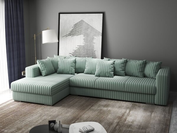 Colțar extensibil dumonde cu ladă de depozitare Gloria Ambience Mint 320x183 cm