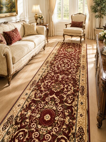 Traversa Hol, Model Clasic 15002 210, Festonata Latime 120 cm, Rosu 120 x 900