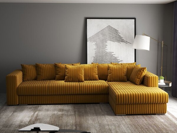 Colțar extensibil dumonde cu ladă de depozitare Gloria Ambience Mustar II 320x183 cm
