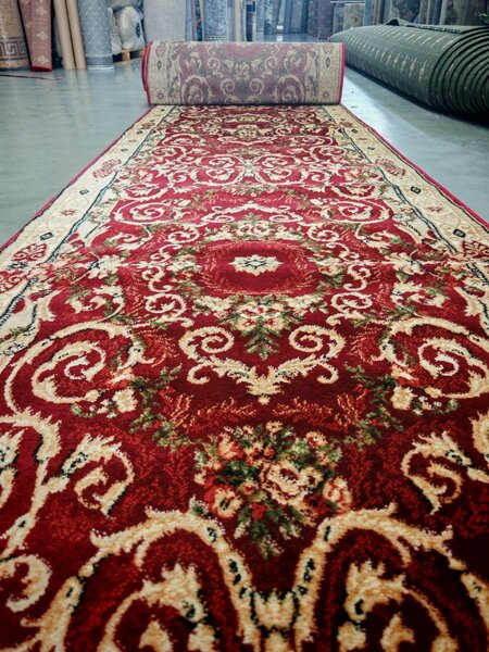 Traversa Hol, Model Clasic 15002 210, Festonata Latime 120 cm, Rosu 120 x 900