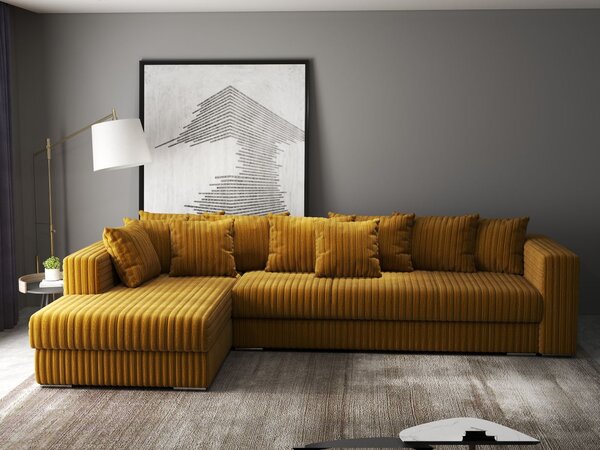 Colțar extensibil dumonde cu ladă de depozitare Gloria Ambience Mustar 320x183 cm