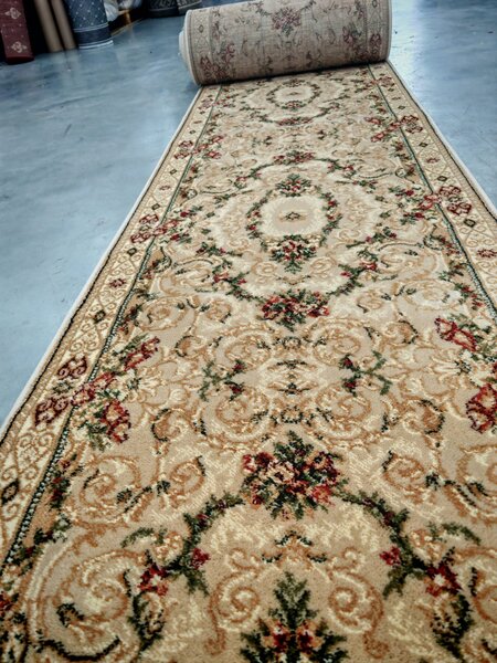 Traversa Hol, Model Clasic 15002 110, Festonata Latime 120 cm, Crem Bej 120 x 300