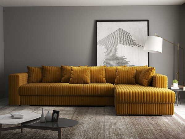 Colțar extensibil dumonde cu ladă de depozitare Gloria Ambience Mustar II 320x183 cm