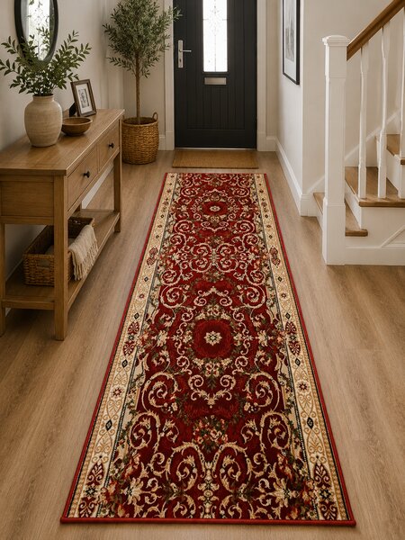 Traversa Hol, Model Clasic 15002 210, Festonata Latime 120 cm, Rosu 120 x 900