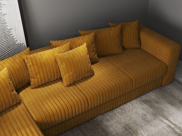Colțar extensibil dumonde cu ladă de depozitare Gloria Ambience Mustar 320x183 cm