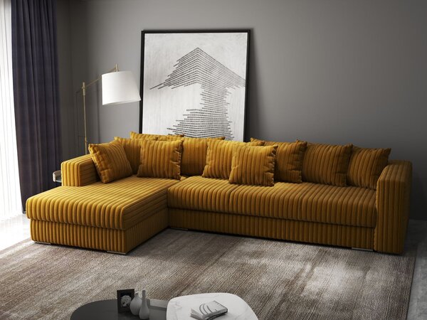 Colțar extensibil dumonde cu ladă de depozitare Gloria Ambience Mustar 320x183 cm