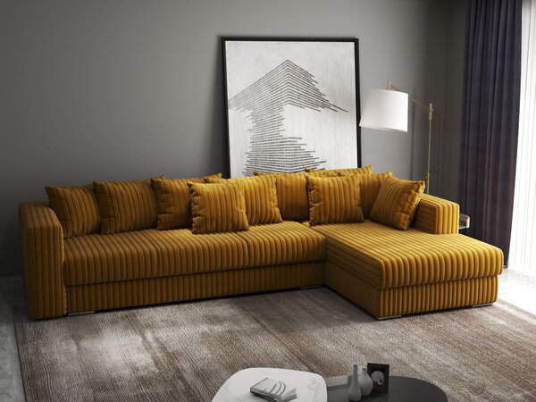 Colțar extensibil dumonde cu ladă de depozitare Gloria Ambience Mustar II 320x183 cm