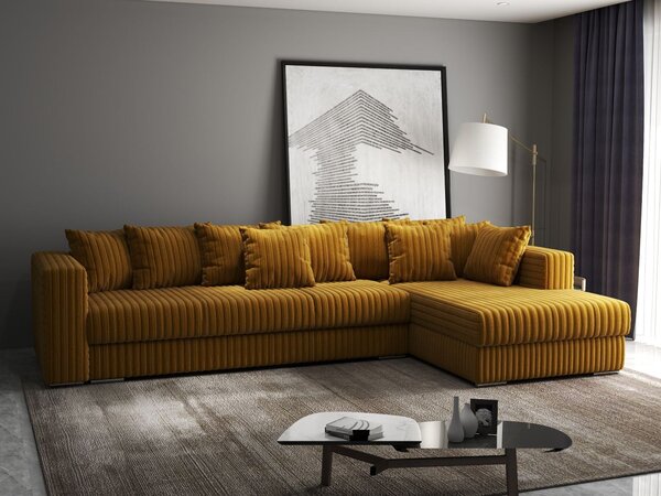 Colțar extensibil dumonde cu ladă de depozitare Gloria Ambience Mustar II 320x183 cm