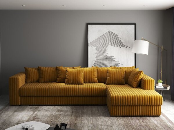 Colțar extensibil dumonde cu ladă de depozitare Gloria Ambience Mustar II 320x183 cm
