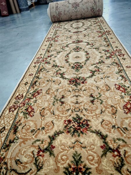 Traversa Hol, Model Clasic 15002 110, Festonata Latime 120 cm, Crem Bej 120 x 500