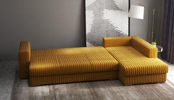 Colțar extensibil dumonde cu ladă de depozitare Gloria Ambience Mustar II 320x183 cm