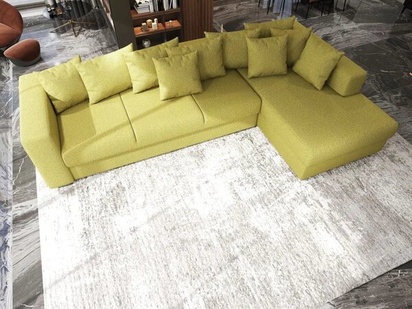 Colțar extensibil dumonde cu ladă de depozitare Gloria Enjoy Green II 320x183 cm