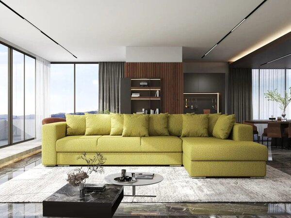 Colțar extensibil dumonde cu ladă de depozitare Gloria Enjoy Green II 320x183 cm