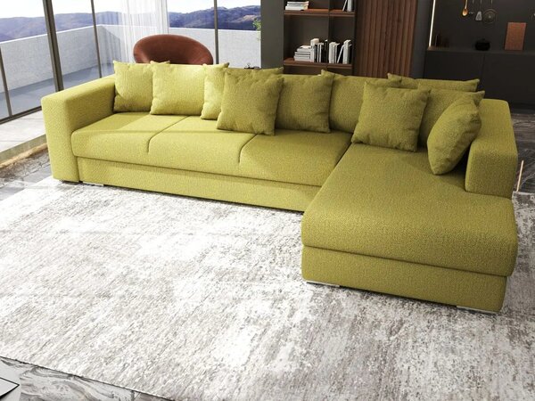 Colțar extensibil dumonde cu ladă de depozitare Gloria Enjoy Green II 320x183 cm