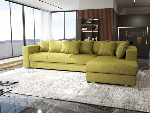 Colțar extensibil dumonde cu ladă de depozitare Gloria Enjoy Green II 320x183 cm