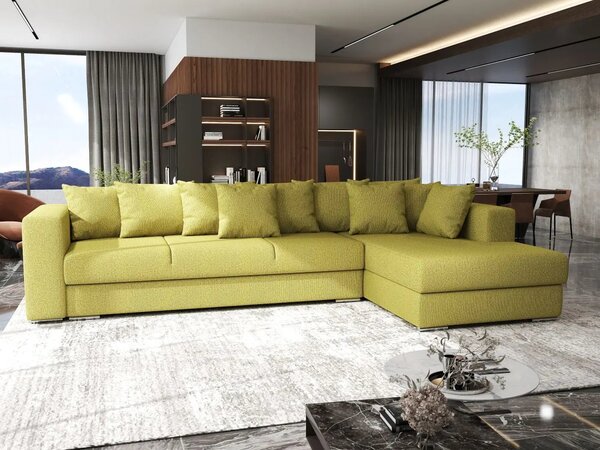 Colțar extensibil dumonde cu ladă de depozitare Gloria Enjoy Green II 320x183 cm