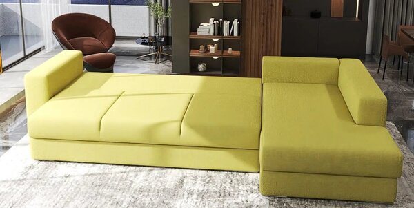 Colțar extensibil dumonde cu ladă de depozitare Gloria Enjoy Green II 320x183 cm