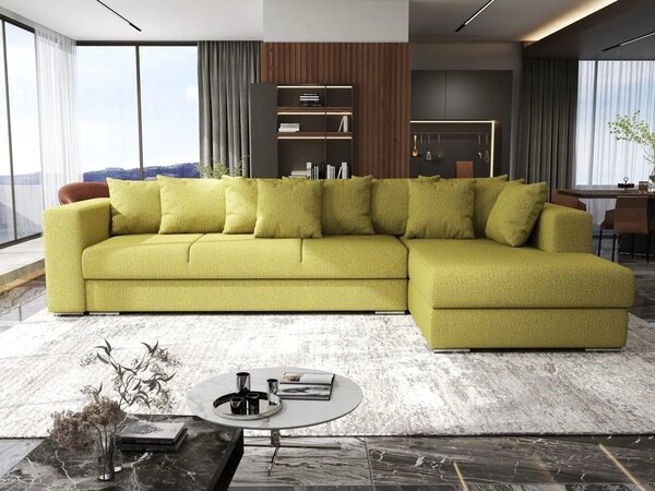 Colțar extensibil dumonde cu ladă de depozitare Gloria Enjoy Green II 320x183 cm
