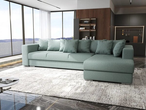 Colțar extensibil dumonde cu ladă de depozitare si sezut confortabil din spuma high-density, Gloria Enjoy Mint II 320x183 cm