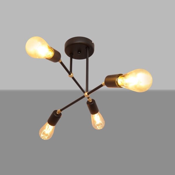 Lustră aplicată ROSETTE 4xE27/15W/230V neagră/aurie