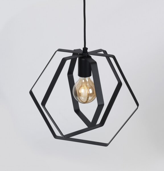 Lustră pe cablu HEXAGON 3xE27/60W/230V negru