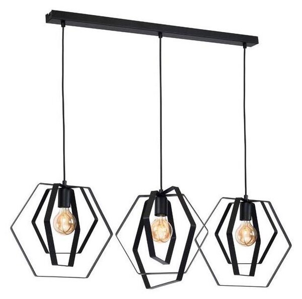 Lustră pe cablu HEXAGON 3xE27/60W/230V negru