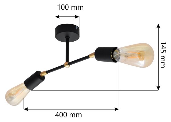 Lustră aplicată ROSETTE 2xE27/15W/230V neagră/aurie