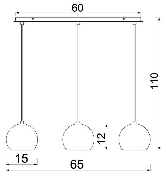 Lustră suspendată pe cablu SOOL, 3x E27/15W/230V, albă