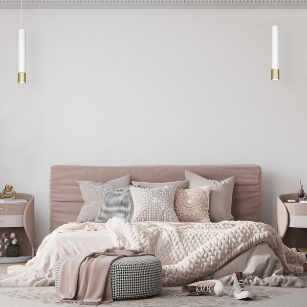 Lustră pe cablu NEST 1xGU10/8W/230V albă/aurie