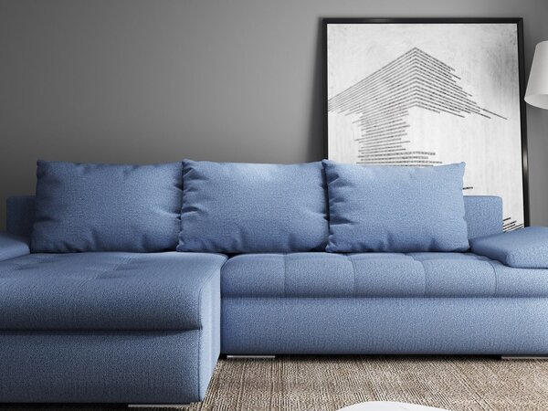 Colțar extensibil dumonde cu ladă de depozitare Leonardo Enjoy Albastru 260x185 cm