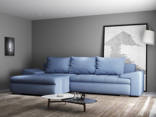 Colțar extensibil dumonde cu ladă de depozitare Leonardo Enjoy Albastru 260x185 cm