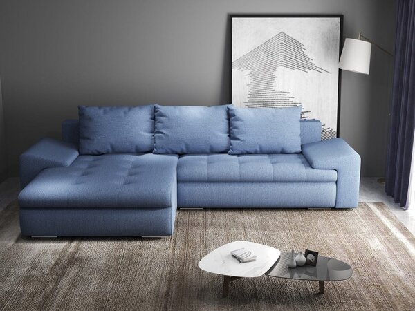 Colțar extensibil dumonde cu ladă de depozitare Leonardo Enjoy Albastru 260x185 cm
