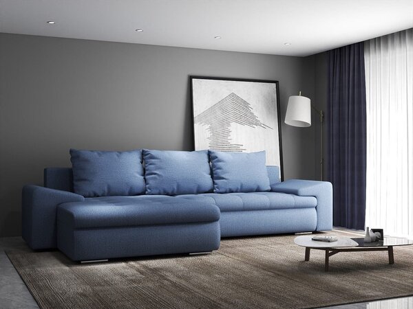 Colțar extensibil dumonde cu ladă de depozitare Leonardo Enjoy Albastru 260x185 cm