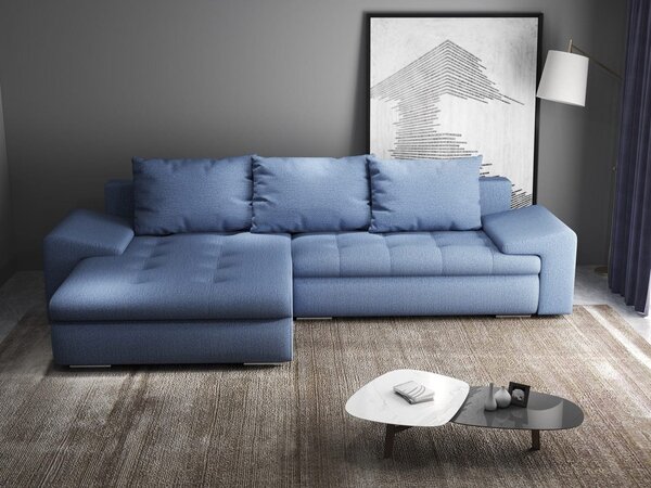 Colțar extensibil dumonde cu ladă de depozitare Leonardo Enjoy Albastru 260x185 cm